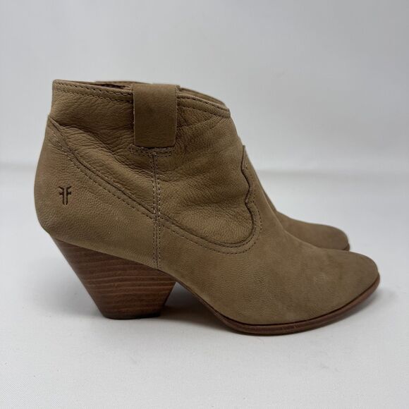 Frye Boots Womens Size 7M Suede Pointed Toe Zip Western Ankle Stacked Heel Shoes - Picture 1 of 9